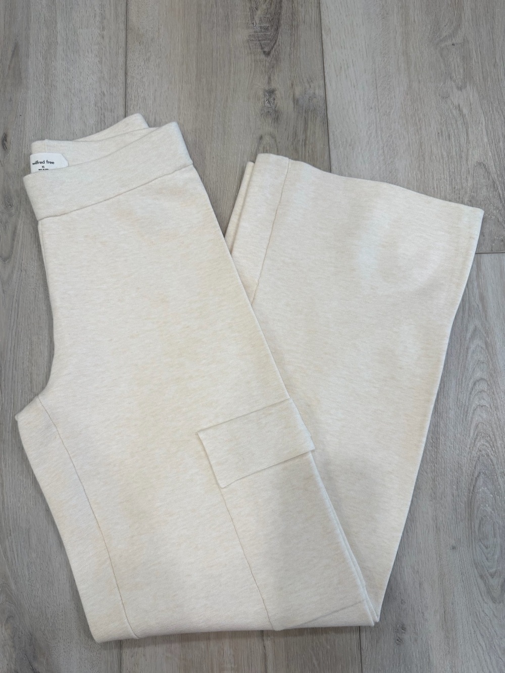 Aritzia Wilfred Free Cream Wide Leg Cargo Knit Pants XS